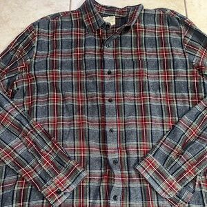 L.L. Bean Blue and Red Plaid Long-Sleeve Button-Down Shirt